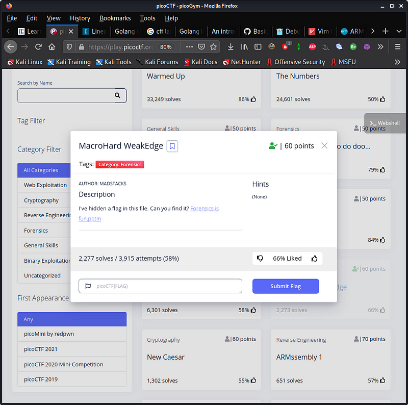 PicoCTF writeup MarcoHard WeakEdge