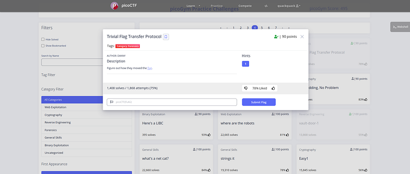 PicoCTF Trivial Flag Transfer Protocol writeup